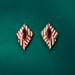 Fusion Meenakari (Enamel) Tops in Ivory and Wine Color - Mehndi (Victorian) Gold Polish