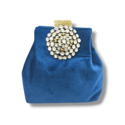 Designer Potli Clutch - Suede - Blue